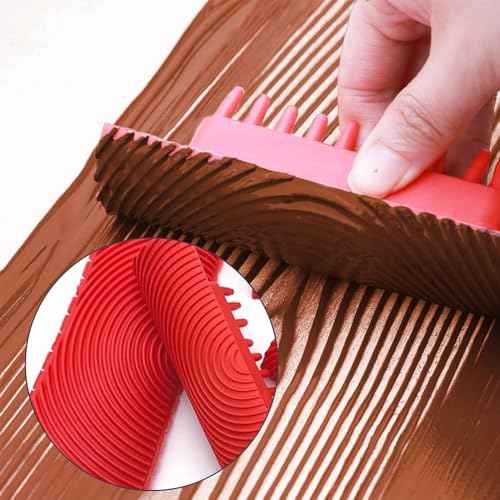 4Pcs Wood Grain Tool, Wood Graining Painting Tool, Texture Pattern Paint Roller Tool, Rubber Empaistic Graining Tool, Natural Wood Grain Making Tool for DIY Wall Room Art Decoration