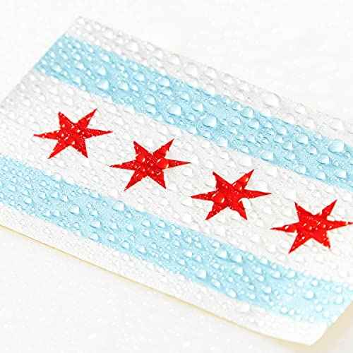 5Pcs Chicago Flag Decal Sticker - Chicago People Flag Reflective Vinyl Car Stickers - for Car Window Bumper Waterproof Sticker (2.5 x 4.5 Inch)