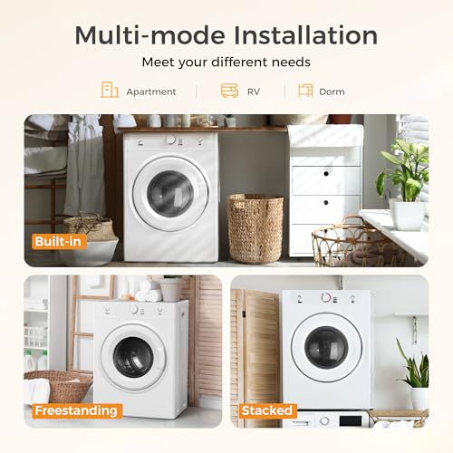 Feelfunn 3.5 Cu.Ft Compact Dryer - 1500W Portable Clothes Dryer with Stainless Steel Tub, Front Load Tumble, Four Functions - Compact Drying Unit for Apartments, Dorms, Laundry