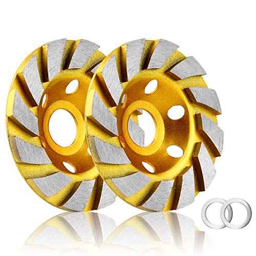 2pcs-4 Inch Concrete Stone Ceramic Turbo Diamond Grinding Cup Wheel,12 Segs Heavy Duty Angle Grinder Wheels for Angle Grinder (Yellow)