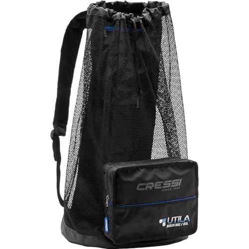 Cressi Heavy Duty Mesh Backpack 85 liters Capacity for Snorkeling, Water Sport Gear | Utila: designed in Italy, Black, One Size (UB937000)