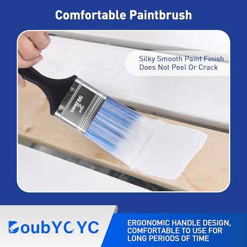Paint Brushes, 6 Pack 2 Inch Paint Brush, Plastic Handle Flat Paint Brushes for Walls, Furniture and DIY Paint, Professional Paint Tools