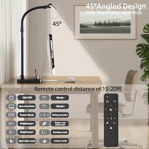 Office Home Desk Lamp,24W Super Bright Eye-Care Desk Lamp,Adjustable Gooseneck Office LED Task Light with Soft Non-Glare Lighting,Suitable for Studying,Reading (Black) (Plus)