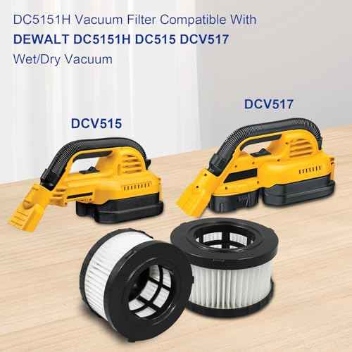 DC5151H Replacement High Efficiency Filter for Dewalt DC5151H DC515 DCV517 DCV517B Wet Dry Vacuum, Washable Reusable Vacuum Filter 6 Pack