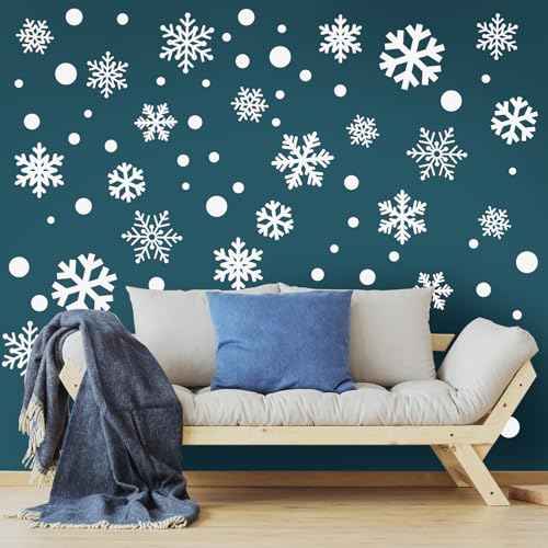 Zhanmai 200 Pcs/ 10 Sheets Christmas Snowflakes Wall Decals Snowflakes Window Clings White Snowflake Sticker Peel and Stick Wall Ornament for Winter Removable Xmas Holiday Craft Party Supplies Decor