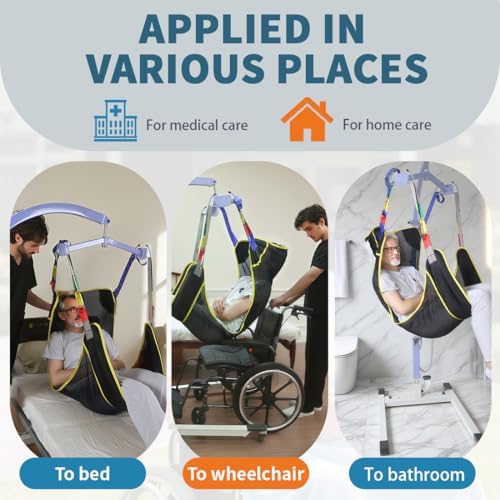 Universal Full Body Patient Lift Sling, Mesh Fabric Patient Sling Transfer and Bathing aids, 500lb Weight Capacity (Medium-Black)