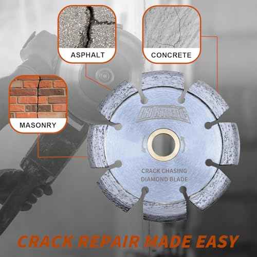 4" Diamond Crack Chaser Blades for Routing and Repairing Cracks in Concrete and Asphalt - 1/4" Width with 7/8"-5/8" Arbor