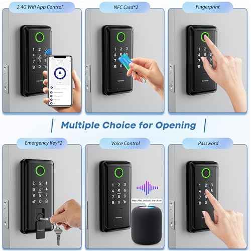 Keypad Door Lock with Handle,Keyless Entry Door Lock, Electronic Digital Keypad Deadbolt with App, Keyless Entry Fingerprint Lock Auto Lock & One Touch Locking, Front Smart Door Handle Sets
