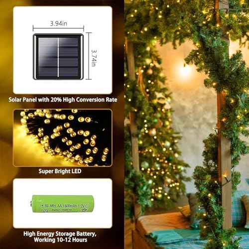 6 Pack Solar Chrismas Lights Outdoor, 285 FT Total 720 LED Solar String Lights for Outside with 8 Modes & Memory Function, Waterproof Twinkle Light for Xmas Tree Yard Party Decorations (Warm White)