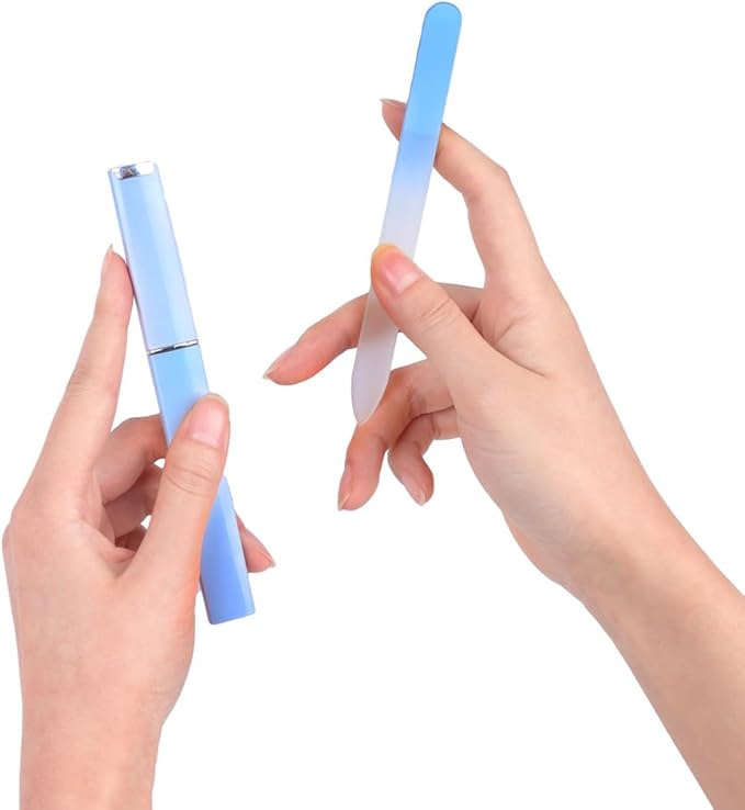3 Pack Glass Nail Files with Case, Ultra Quality Professional Fingernail Files, Double Sided Premium Nail Filer for Natural, Pedicure, Artificial, Fake Nails