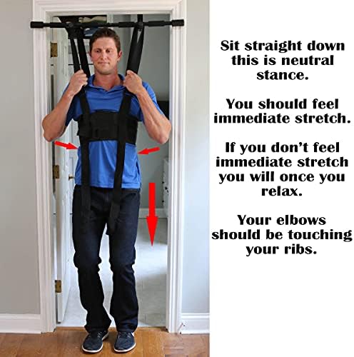 Sit and Decompress Back Stretcher 3 Minutes A Day Low Back Traction Therapy Spinal Decompression Inversion Table Alternative Safe for All Back Conditions (Large Harness No Bar)