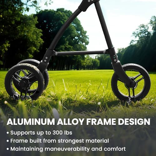 DAILYLIFE Rollator Walker for Seniors & Caregivers - Steerable Cane with 7.5" Wheels, Adjustable Height, Folding Design, Lightweight Aluminum Frame - Black