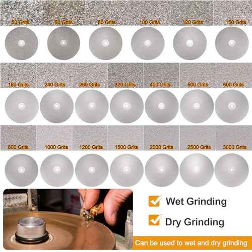 HARFINGTON Diamond Flat Lap Disc Set 8" x 1/2" Arbor 320/600/800/1200/3000 Grit Abrasive Wheel Lapping for Grinding Sanding Ceramics, Glass, Stones