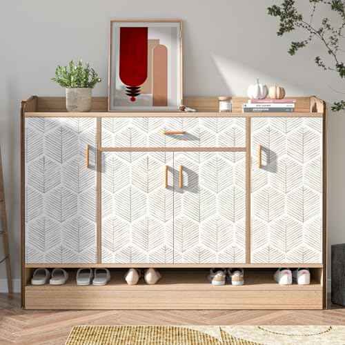 MelunMer 118In L 17.3In W Modern Peel and Stick Wallpaper Boho Contact Paper for Cabinets/Drawers Self Adhesive Removable Wallpaper for Bedroom/Bathroom Waterproof Geometric Contact Paper Beige/White