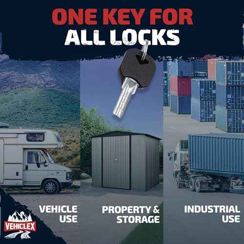 Vehiclex 2-Pack Heavy-Duty Puck Lock Set ? Keyed Alike, Hidden Shackle Lock ? Rust-Resistant Security for Trailers, Garages, Containers ? Red