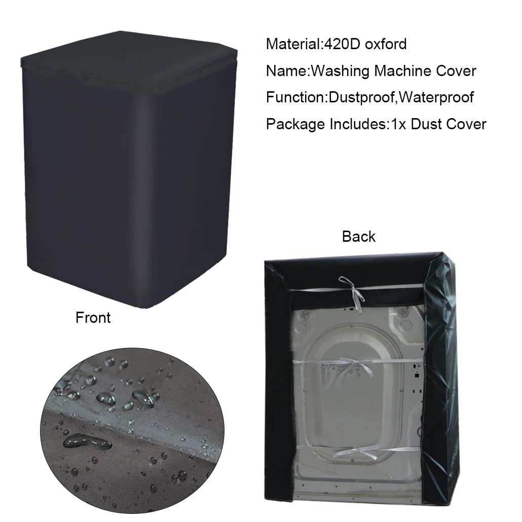 SUNSURE Top Load Washing Machine Protection Cover - Dustproof, Waterproof, Black (L-22x23.5x35.5inch)