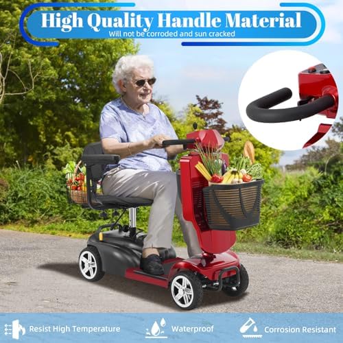 New Upgraded 15/30 Miles MS02Pro 4 Wheels Mobility Scooter for Adults/Seniors, 350W Powered Electric Wheelchair Device w/25Ah Remvable Battery, Dual Baskets, Wind Deflector