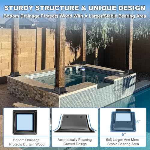 4x4 Post Base 10Pcs-Inner Size 3.6x3.6-Heavy Duty Metal Post Brackets-Deck Post Anchors-Solid Steel-Powder Coated-Wood Post Holder for Porch Handrail Railing Pergola Fence Pavilion-Support Deck Base