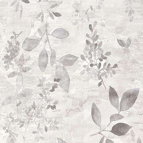 GaliGali Peel and Stick Wallpaper, Grey Floral Wall Paper, Self-Adhesive Wallpaper Peel and Stick Removable Vinyl Waterproof Contact Paper for Home Decor, 17.3" x 118", No.5198-3