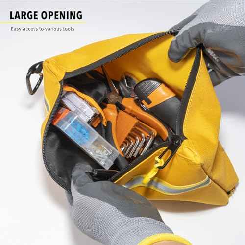 Multi-Purpose Waterproof Tool Pouch Set with Internal Pockets, 1680D 12¡± Tool Bags (4-Pack) with Water-Resistant Zipper and Durable Wide-Base Design for Tools, Gadgets