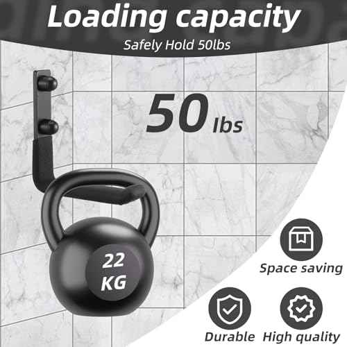 Heavy Duty Ladder Hooks for Garage Wall Storage - 6-Pack Metal J-Hooks, Utility Hangers for Ladder, Shovel, Tools (50 lb Capacity)