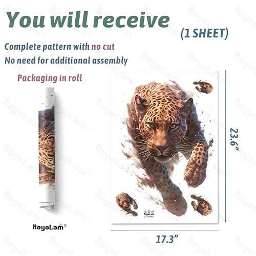 Running Leopard Wall Decals Removable Animal Vinyl Stickers for Nursery Living Room and Gym Jungle Theme Decor Peel and Stick Wall Art