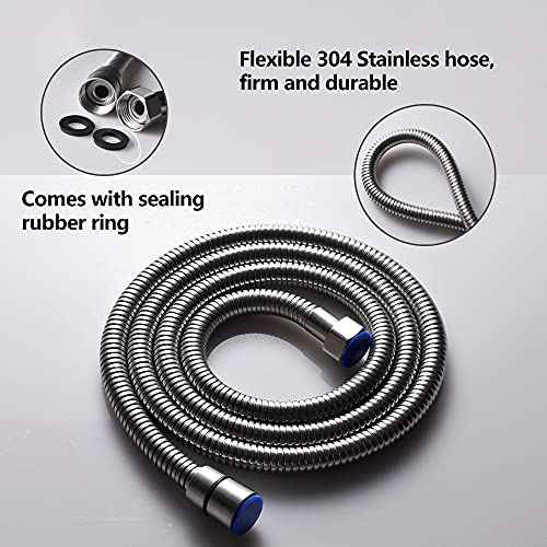 Brushed Nickel Solid Brass Shower Wand High Pressure Handheld Shower Head Detachable with 59inch Stainless Steel Shower Hose and Adjustable Bracket Set
