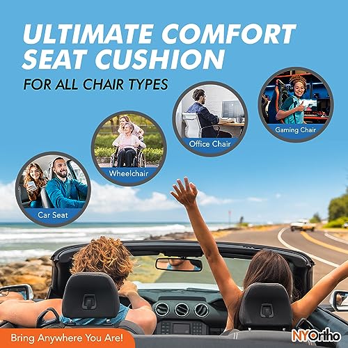 NYOrtho Wheelchair Gel Seat Cushions - Wedge - Shaped Gel- Foam Cushion Wheelchairs -Office Chairs - Car Seats - More - Firm Foam Quick Release Straps Non - Slip Bottom - Made in USA