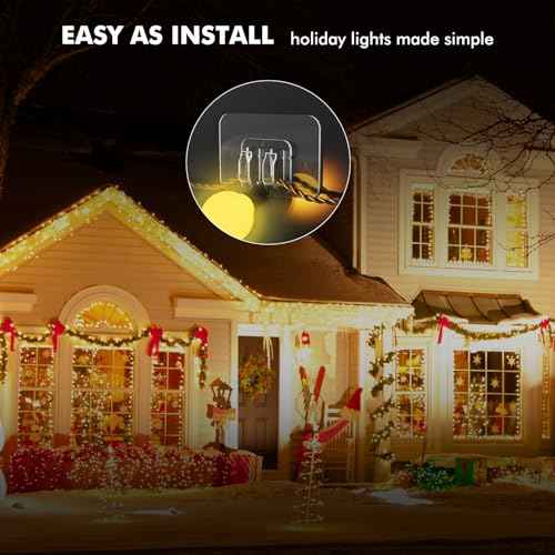 Hooks for Outdoor String Lights - 300 Pack with Adhesive Strips - No Damage, No Tools, No Holes, Waterproof and UV-Resistant, Perfect for Christmas and Patio Decor