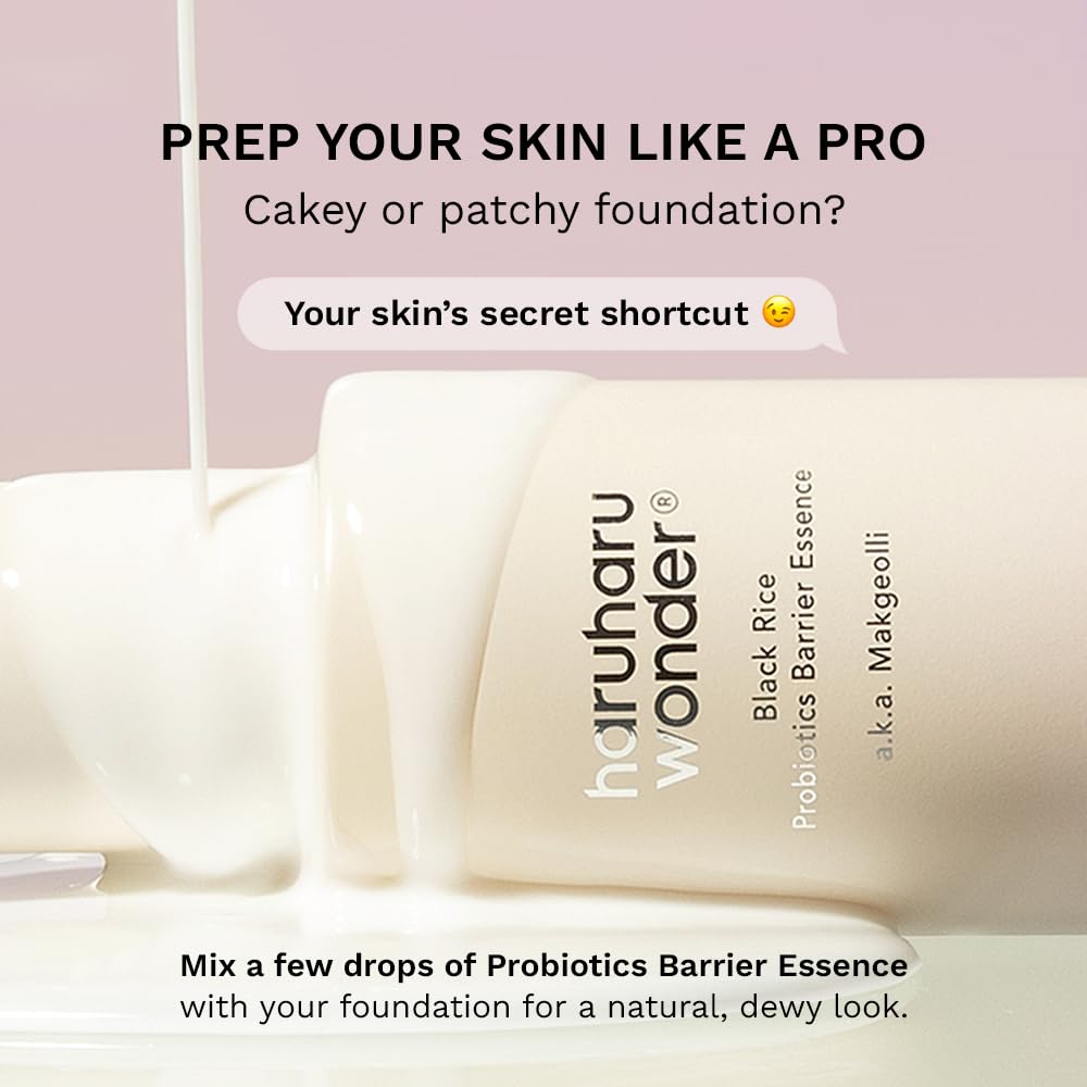 haruharu Wonder Black Rice Probiotics Barrier Essence, 4.05 fl.oz, Skin Flooding & Layering, Strengthens Skin Barrier, Moisturizes, Glowy Radiant Skin, Non-Comedogenic, Vegan Korean Skincare
