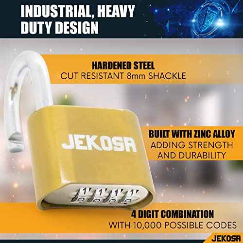 Jekosa¢ç JKC/50 [Weatherpoof] Heavy Duty Combination Lock Outdoor - Lock with 4 Digit Code [No Key] - Ideal for Gate, Shed, Fence