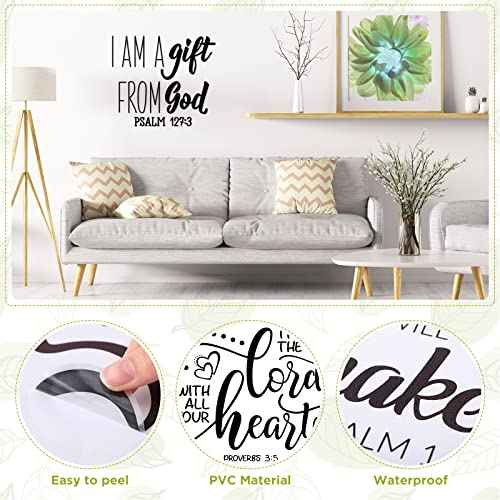 Sabary 12 Pcs Bible Verse Wall Decals Stickers Religious Scripture Wall Art Decor Inspirational Quotes Christian Peel and Stick Motivational Decor for Bedroom Living Room(Stylish Style)