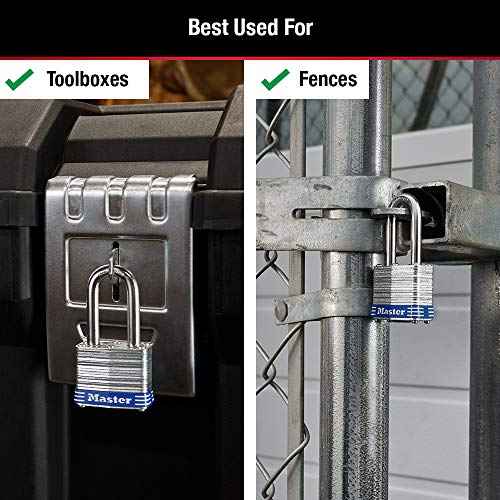 Master Lock 3QLF Outdoor Padlock with Key, 4 Pack Keyed-Alike