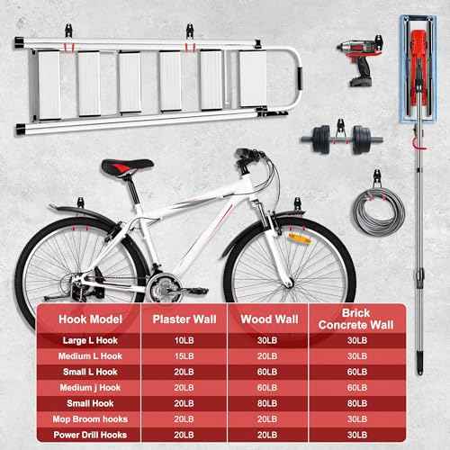 TOOLEAGUE 16 Pack Garage Hooks Heavy Duty, Utility Double Steel Garage Storage Hooks,Wall Mount Hangers Organizer for Ladders, Bikes, Tools, Power, Bulky Items