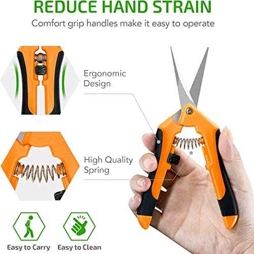 iPower 6.5 Inch Gardening Scissors Hand Pruner Pruning Shear with Straight Stainless Steel Blades, Orange, 4-Pack