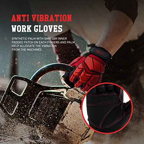 Anti Vibration Work Gloves Men TPR Impact Reducing Mechanic Gloves SBR Fingers & Palm Padded Safety Work Gloves