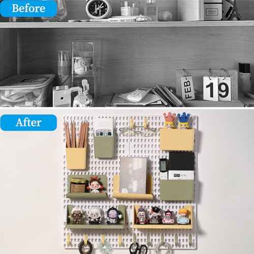 Pegboard Wall Organizer Combination Kit, Wall Organizer with 4 Pegboards and 20 Accessories Hanging, Wall Mounted Peg Board Display Panels for Home and Office - 19.5¡± x 9.5¡± (White and Black)