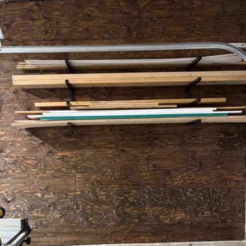 Lumber Rack Wall Mount,Metal Storage Brackets for 2x4 Wood,Plywood,PVC Pipes & Long Tools,Garage Shelving System for Basement,Attic,Shed Organization (4 Level)