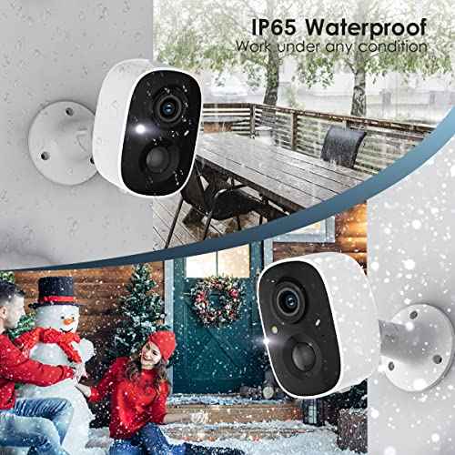 Security Camera Wireless Outdoor, Outdoor Camera Wireless 2-Way Talk Battery Powered Wi-Fi Cameras for Outside and Indoor 2K Night Vision AI Motion Detection Spotlight Siren Alarm IP65 Weatherproof