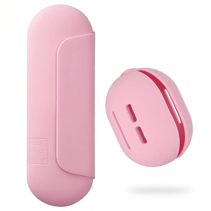 2 IN 1 Silicone Makeup Brush Holder with Beauty Make Up Sponge Holder Case：Soft Portable Cosmetic Face Brushes Holder with Upgrade Anti-Fall Out Magnetic Closure - Pink