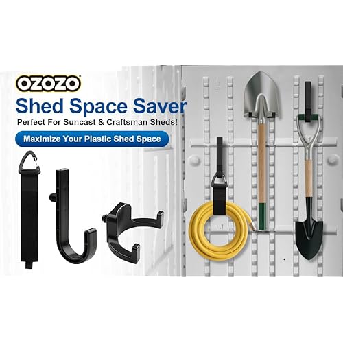 Shed Accessories for Suncast | Heavy Duty ABS Storage Shed Hooks | J&U Shape Tool Hooks Compatible with Craftsman&Suncast Storage Shed