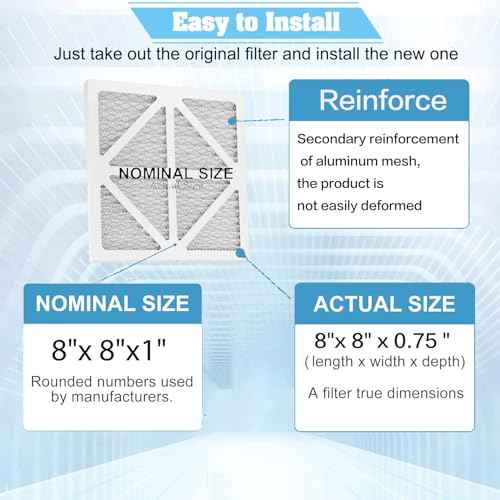 Upgraded 8x8x1 MERV 13 Furnace Replacement Filter, Household air conditioning and Air conditioning HVAC Filter Replacement,6 Pack