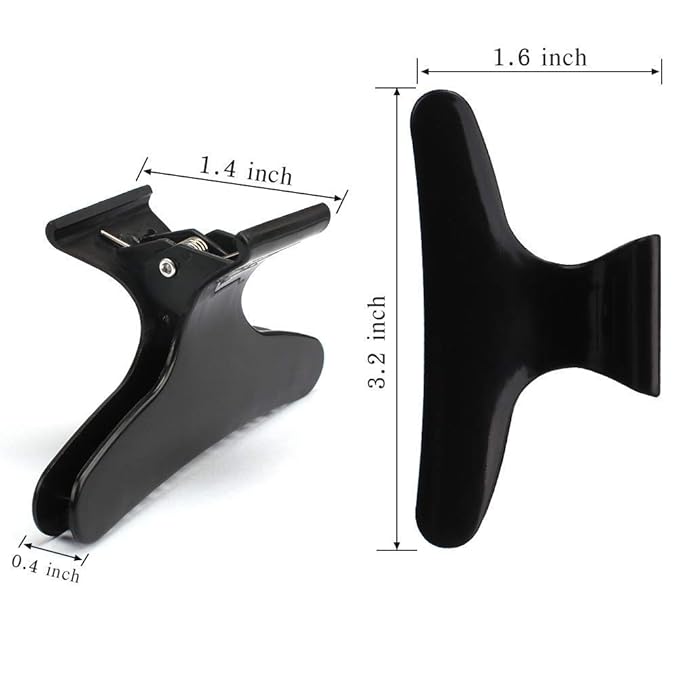 Hair Clips for Styling Sectioning 12 Pack Black White Butterfly Clamps Hair Claw Clips Pro Salon Hair Clips for Styling, Sectioning, Cutting and Coloring