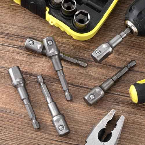 OIIKI 2 Pack 1/2 inch Square Socket Adapter Bit Set, Hex Impact Driver Power Bits, Extension Socket Adapter for Automotive DIY-1/4 Hex Shank