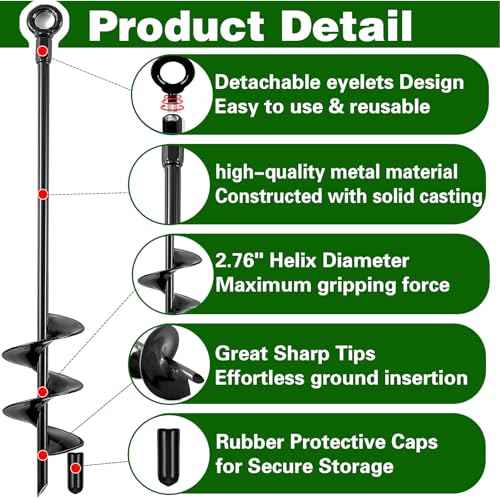 Ground Anchors Heavy Duty, Swing Set Anchor Kit 18 Inch 4 Pack Screw in Earth Anchors Trampoline Stakes High Wind Metal Auger Anchor for Shed Tent Carports Securing Animals Camping Mobile Home