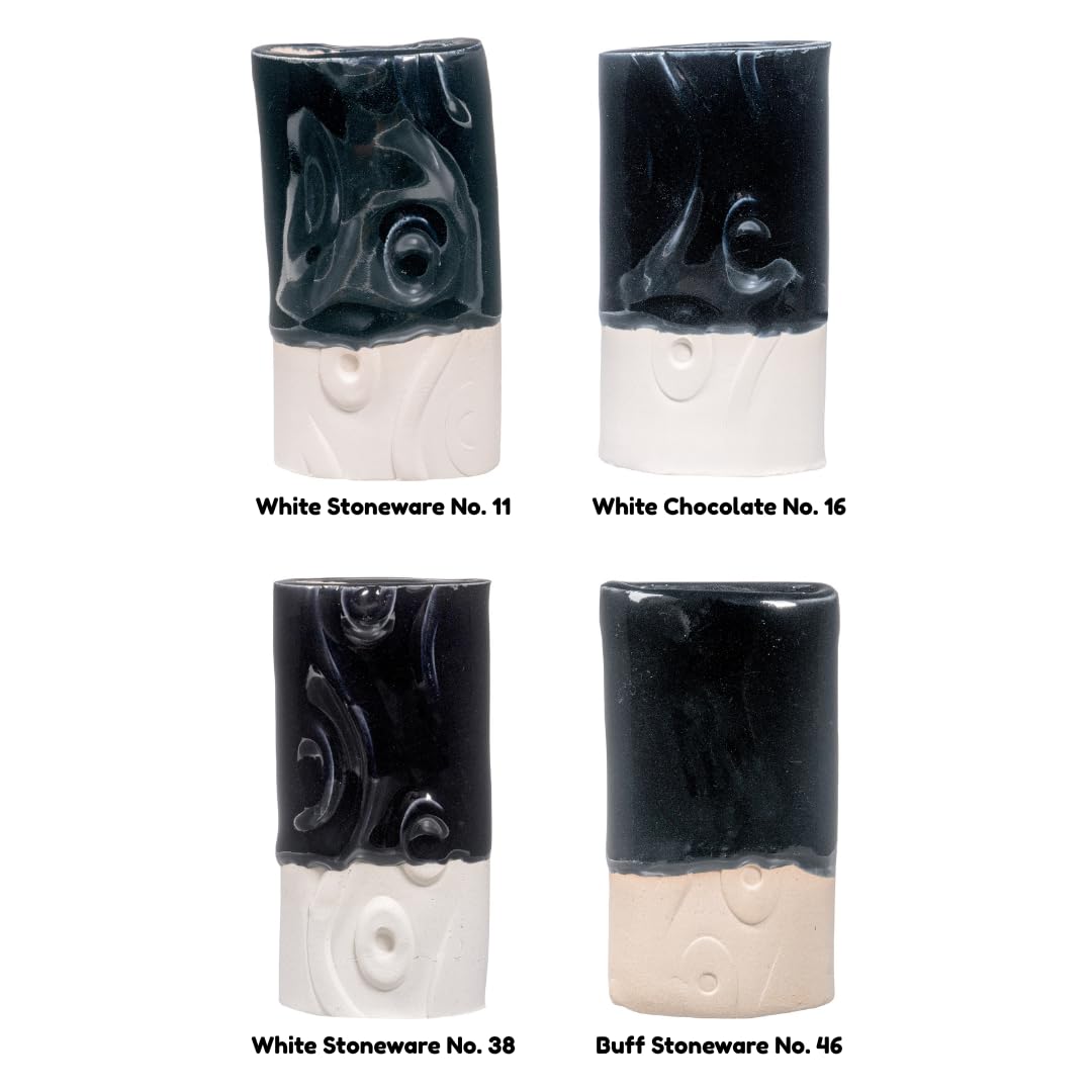 AMACO Celadon C-01 Obsidian Black High Fire Transparent Gloss Glaze Pint, 16 oz. (473 mL), 100% Mixable Mid-High Fire Cone 5-6 (C) Liquid Ceramic Pottery Glaze for Bisque