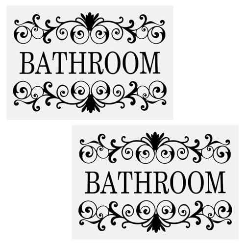 JIEYAO 2 Pcs Black Vine Bathroom Wall Decals, Vinyl Bathroom Wall Stickers Wall Art for Bathrooms Removable Peel and Stick