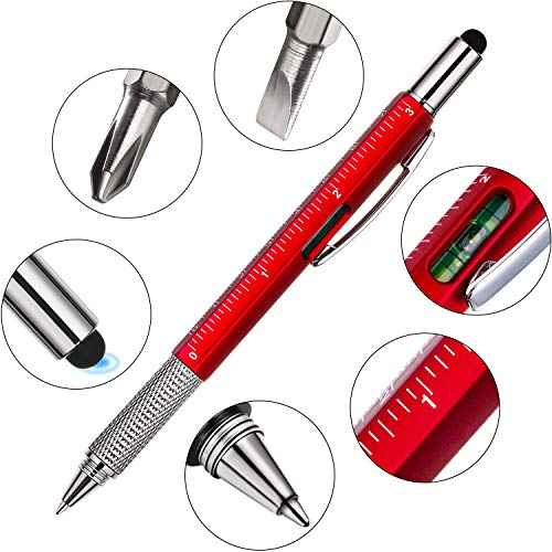 Zhanmai 8 Pcs Gift Pen for Men 6 in 1 Multitool Pen with Ruler Level Refills Screwdriver Stylus for Dad Boyfriend Husband Birthday Christmas Gift(Gold, Black, Silver, Yellow, Red, Green, Blue, Gray)