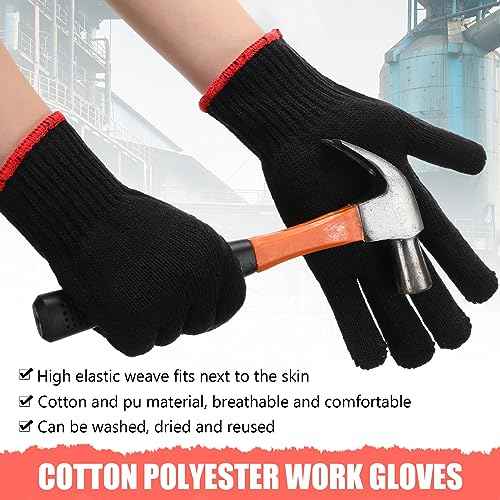 Sintuff 100 Pairs Gloves Cotton Liners for BBQ String Knit Polyester Safety Gloves for Cooking, Grilling