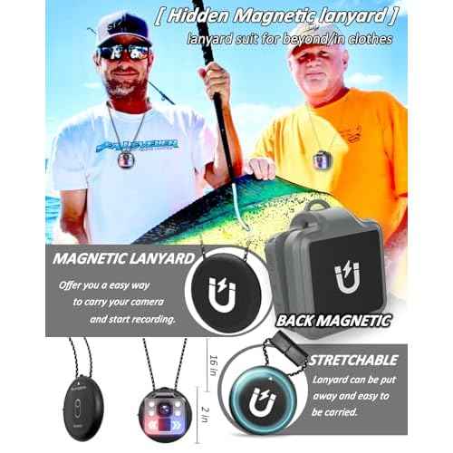 Body Camera with Audio & Video Recording - 1080P Mini Small Portable Sport 64G Cam Recorder - Flashlight Headlamp Waterproof Cam- for Child Pet Home Outdoor Fishing Camping (With Magnetic Lanyard)